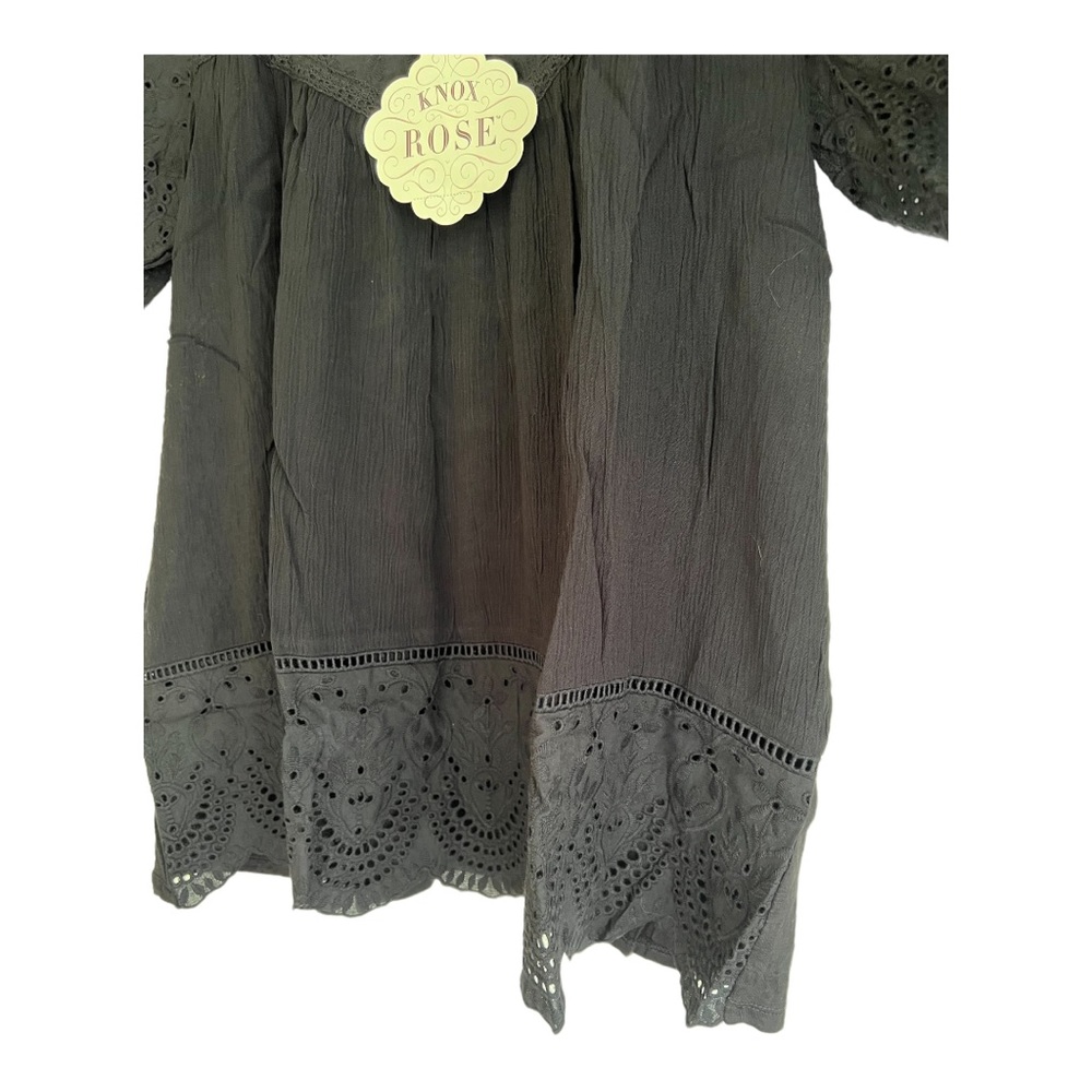 New Knox Rose top short sleeve eyelet peasant cotton black - Picture 11 of 16